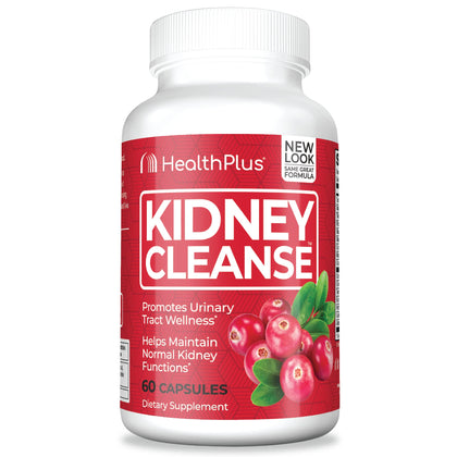 Health Plus Advanced Kidney Cleanse with Cranberry Extract, Turmeric Root and CoQ10, Helps Support Healthy Kidney Function & Urinary Tract Wellness, 60 Capsules