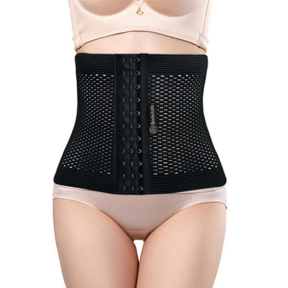 BODIVITALS Postpartum Waist Trainer | Waist Trainer for Women | Body Shaper Tummy Control | Women Waist Trainer Corset | Postpartum Belly Wrap | Tummy Tucker Post Pregnancy Recovery Belt (XL, Black)