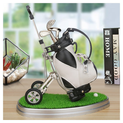 10L0L Golf Pen Holder with 3 Pieces Golf Club Pens Set Unique Golf Golf Desk Decor Gifts Souvenirs for Men - Black + White