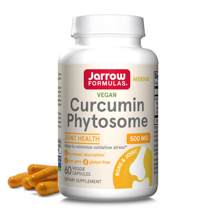 Jarrow Formulas Curcumin Phytosome 500 mg - 60 Veggie Capsules - Formulated with Meriva - Antioxidant Support Supplement - Joint Health & Support - 60 Servings