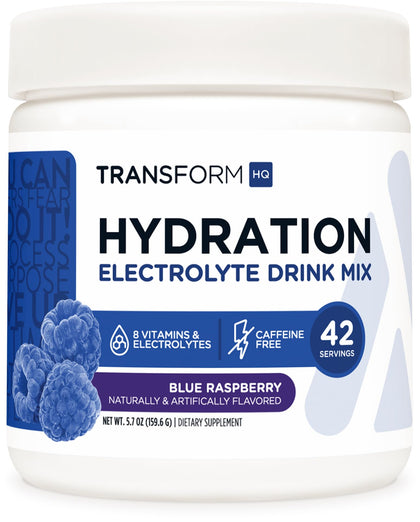 TransformHQ Hydration 42 Servings (Blue Raspberry) - Electrolytes, Vitamins