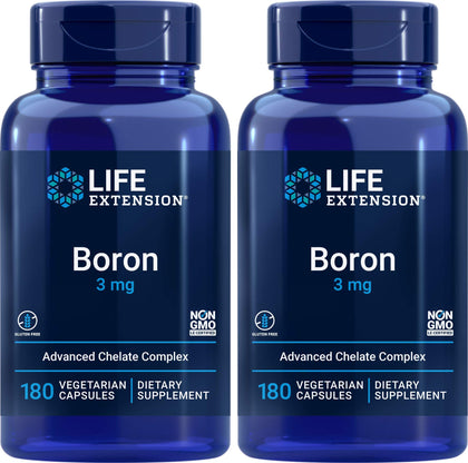 Life Extension Boron 3 mg 180 Caps (Pack of 2)