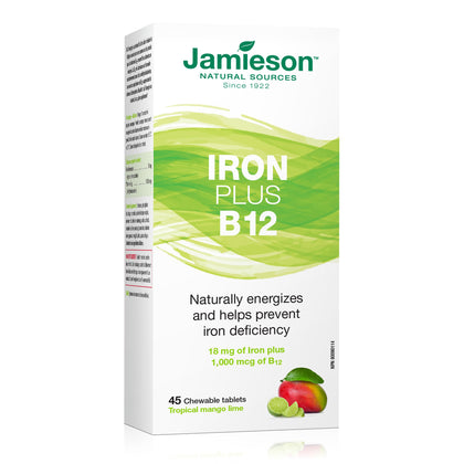 Jamieson Iron + Vitamin B12, 45 chewable tabs