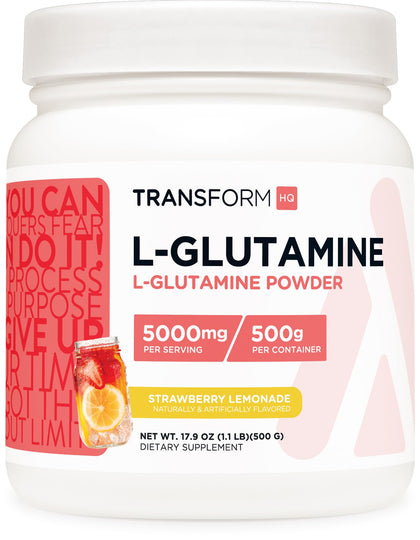 TransformHQ L-Glutamine Powder 500g (Strawberry Lemonade) - Gluten Free, Non-GMO