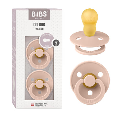 BIBS Pacifiers | Natural Rubber Baby Pacifier | Set of 2 BPA-Free Soothers | Made in Denmark | Blush | Size 18-36 Months