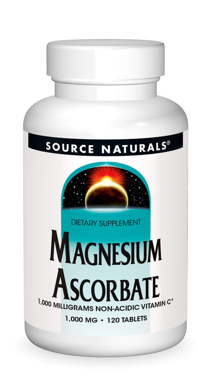 Source Naturals Magnesium Ascorbate, Gentle Non-Acidic Vitamin C*, 1000mg - 120 Tablets