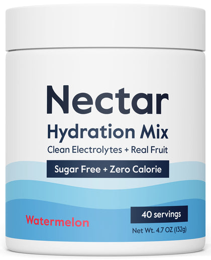 Nectar Sugar Free Electrolytes Powder - Organic Fruit No Sugar or Calories - Hydration Powder for Dehydration & Hangover Relief and Rapid Rehydration - Keto and Paleo (Watermelon 40 Serving Tub)