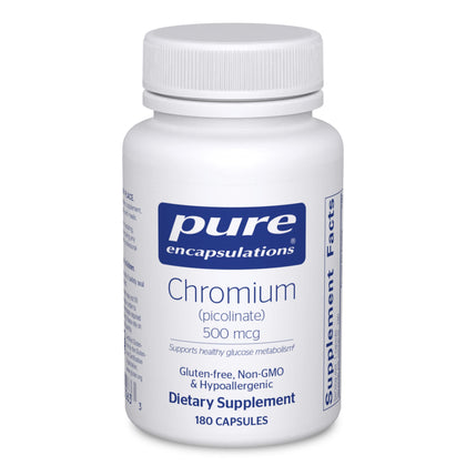 Pure Encapsulations Chromium (Picolinate) 500 mcg - for Lipid & Carbohydrate Metabolism* - Mineral Supplement - Superior Absorption Chromium Supplement - Vegan & Gluten Free - 180 Capsules