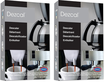 Urnex Dezcal Coffee and Espresso Descaler and Cleaner - 2 Pack - Activated Scale Remover Use with Home Coffee Brewers Espresso Machines Pod Machines Capsule Machines Kettles Garmet Steamers