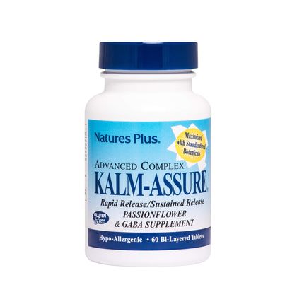 Natures Plus Kalm-Assure - 60 Bi-Layered Tablets - Supports Relaxation with Passionflower, GABA, Chamomile & Magnesium - Gluten Free & Vegan - 60 Servings