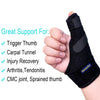 Trigger Thumb Splint - Thumb Spica Support Brace Stabilizer for Pain, Sprains, Arthritis, Tendonitis (Right Hand or Left Hand) (Black)