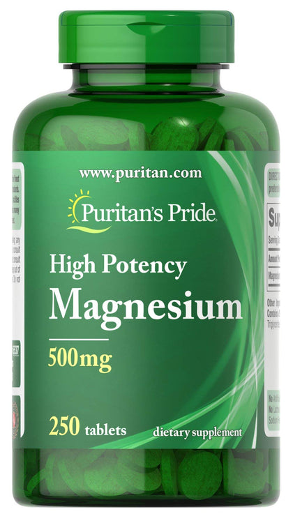 Puritan's Pride Magnesium 500 Mg-250 Tablets, 250 Count