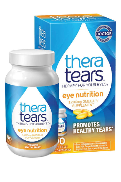 TheraTears 1200mg Omega 3 Supplement for Eye Nutrition, Organic Flaxseed Triglyceride Fish Oil and Vitamin E, 90 Count