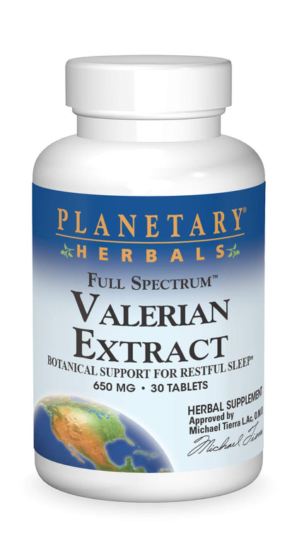 Planetary Herbals Full Spectrum Valerian Extract Tablets, 30 Count