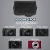 megagear sony cyber-shot dsc-hx80, dsc-hx90v, dsc-wx500 leather camera case with strap - black - mg885