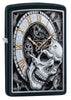 Zippo Skull Clock Design Black Matte Pocket Lighter