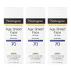 Neutrogena Age Shield Face Oil-Free Sunscreen Lotion with Broad Spectrum SPF 70, Non-Comedogenic Moisturizing Sunscreen to Help Prevent Signs of Aging, PABA-Free, 3 fl. oz (Pack of 3)