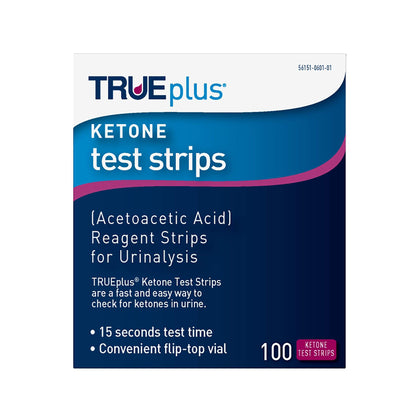 TRUEplus® Ketone Test Strips - Ideal for Low-carb dieters- Made in USA-Urinalysis Test Sticks (100)