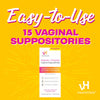 vh essentials prebiotic ph balanced vaginal suppositoriesbox, original version, 15 count (expiry -1/31/2026)