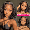 Bob Wig Human Hair Body Wave Lace front Wigs For Black Women Human Hair 4x4 Lace Closure Loose Wave Brazilian Virgin Remy Hair Pre Plucked With Baby Hair 12Inch