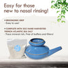 Baraka Handcrafted Ceramic Neti Pot w/Box and 2 oz Mineral Sea Salt Rinse (Blue) - Tool Kit for Home - Relaxing Gifts for Women - Snoring & Saline Solution