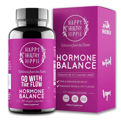 Happy Healthy Hippie Hormone Balance for Women - PMS Support Supplement & Menopause Supplements for Women | Mood Support, Bloating Relief, PMDD | Black Cohosh, Chasteberry Supplement for Women, 60 Ct