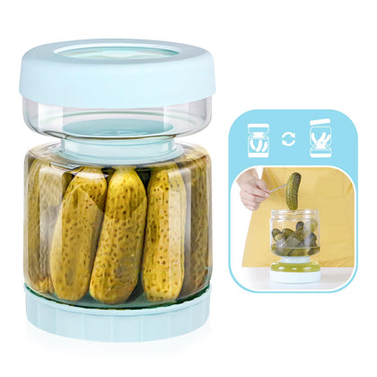 Luvan Pickle Jar, 51oz Glass Pickle Container with Strainer Flip Hourglass,Large Pickle Juice Separator Jar for Olive,Jalapeno,Gherkin,Multifunction Pickle Strainer Storage Container Holder for Fridge