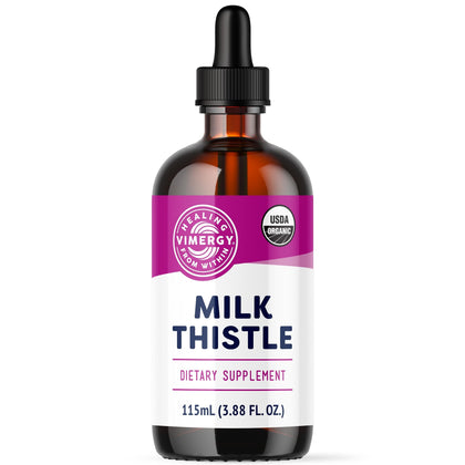 Vimergy USDA Organic Milk Thistle Extract, 57 Servings - Healthy Liver Support Supplement Drops - Liquid Milk Thistle Tincture - No Alcohol Added - Non-GMO, Vegan & Paleo (115 ml)