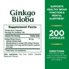 Nature's Bounty Ginkgo Biloba 60 Mg, 200 Capsules (17243)