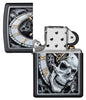 Zippo Skull Clock Design Black Matte Pocket Lighter