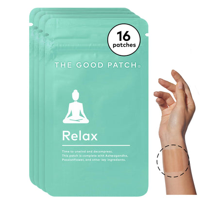 The Good Patch Relax Patches, to Unwind and Decompress, Natural Patch with Ashwagandha, Ginger Root, Plant Powered Wearable Wellness, Sustained Release (16 Total Patches)