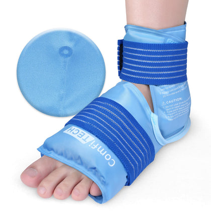 ComfiTECH Ankle Ice Pack Wrap for Injuries Reusable Heel Ice Pack for Ankle Plantar Fasciitis Relief, Achilles Tendonitis Relief, Sprained Ankles Surgery, Foot Pain & Heel Spur Cold Therapy