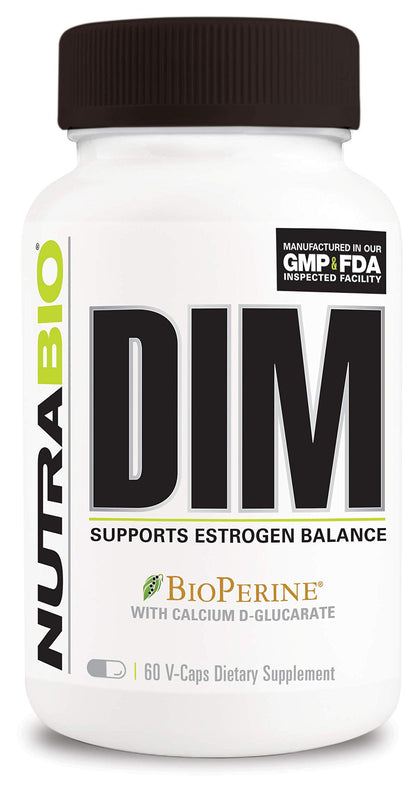 NutraBio DIM Supplement, Supports Estrogen Balance, 100mg - 60 Vegetable Capsules