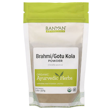 Banyan Botanicals Brahmi/Gotu Kola Powder - Organic Centella Asiatica -Supports Focus, Concentration, Alertness, and a Balanced Sense of Calm* - ½ lb. - Non-GMO Sustainably Sourced Vegan