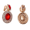 Grace Jun Big Rhinestone Crystal Clip on Earrings Without Piercing for Women Cuff Earrings (Red ear clip)