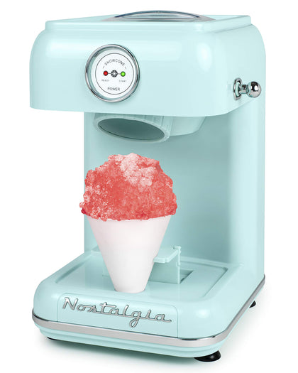 Nostalgia Snow Cone Shaved Ice Machine - Retro Table-Top Slushie Machine - Includes 1 Reusable Plastic Cup - Aqua