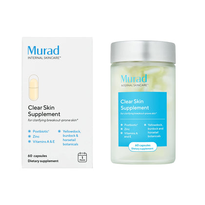 Murad Clear Skin Supplement for Acne-Prone Skin - Biotin, Zinc & Vitamin A Beauty Supplement - Minimize Breakouts, Reduce Inflammation & Control Sebum at the Cellular Level, 60 Caps - 30 Day Supply