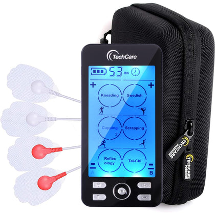 Tens Unit TechCare Plus 24 Massager Muscle Stimulator Device Machine Pulse Massager with Protective Cover Case Sciatica Plantar Fasciitis Tennis Elbow Back Shoulder Neck