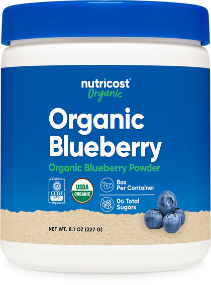 Nutricost Organic Blueberry Powder 8oz (227 Grams) - Pure, Gluten Free, Non-GMO, from Whole Freeze-Dried Organic Blueberries (Expiry 4/01/2027)