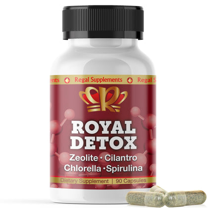 Royal Detox - All-in-One Cleanse | Zeolite, Cilantro, Chlorella, Spirulina, Apple Pectin | Full Body, Liver, Colon Detox | Supports Energy, Mood, Immunity, Gut Health, Reduced Inflammation 90 Capsules