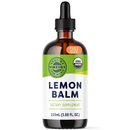 Vimergy USDA Organic Lemon Balm Extract, 115 Servings - Supports Calm and Relaxed Feeling- Relief from Occasional Nervous Tension - Alcohol-Free - Gluten Free, Non-GMO, Kosher, Vegan & Paleo (115 ml)