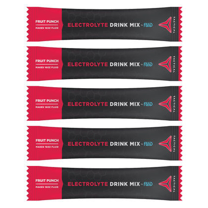 Fluid Tactical - Electrolyte Powder Packets, Accelerate Re-Hydration, Low Sugar, Electrolyte Drink Mix, Prevent Dehydration, Eliminate Cramps