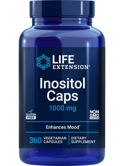 Life Extension Inositol Caps - 1000 mg, Myo-Inositol - Mood Health, Well-Being, Healthy Metabolism, Hormone Balance - Gluten-Free, Non-GMO, Vegetarian - 360 Capsules