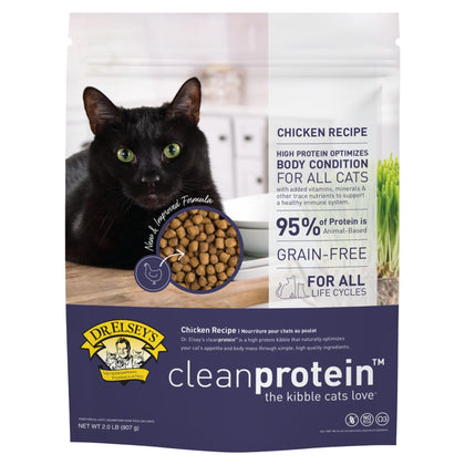 Dr. Elsey's Cleanprotein Grain Free High Protein, Low Carb Dry Cat Food, Chicken, 2lb , Pack of 1(Packaging May Vary)