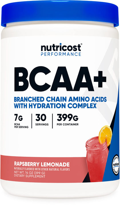 Nutricost BCAA + Hydration Powder (Raspberry Lemonade, 30 Servings) - Gluten Free, Non-GMO, Vegetarian