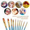 Xubox Paint Brushes Set, 10 Pieces Round Pointed Tip Nylon Hair Artist Acrylic Paintbrushes, Paint Brushes for Acrylic Painting Oil Watercolor Face Nail Body Art Craft, Miniature & Rock Painting, Blue