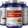 NusaPure Ceylon Cinnamon 10,000mg Per Caps | 150 Veggie Capsules | Non-GMO, Gluten-Free, Vegan with Bioperine