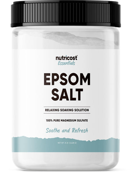 Nutricost Essentials Pure Epsom Salt 8 LBS (100% Pure Magnesium Sulfate) - Relaxing Soaking Solution