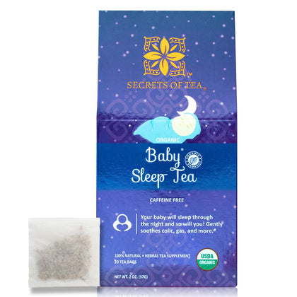 Secrets Of Tea Baby Sleep Tea- Organic Baby Comfort Tea - Gentle Soothing Herbal Blend for Infants - Caffeine-Free Natural Calm 20 Sachets (1Pack)