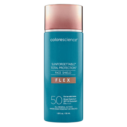 Colorescience 50 to 70 SPF Total Protection Face Shield Flex SPF 50, Zinc Oxide Formula, Tan, 1.8 fl. oz.